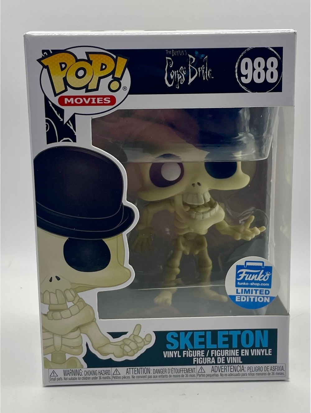 Funko Pop! Movies Tim Burton Corpse Bride Skeleton #988 Exclusive Figure